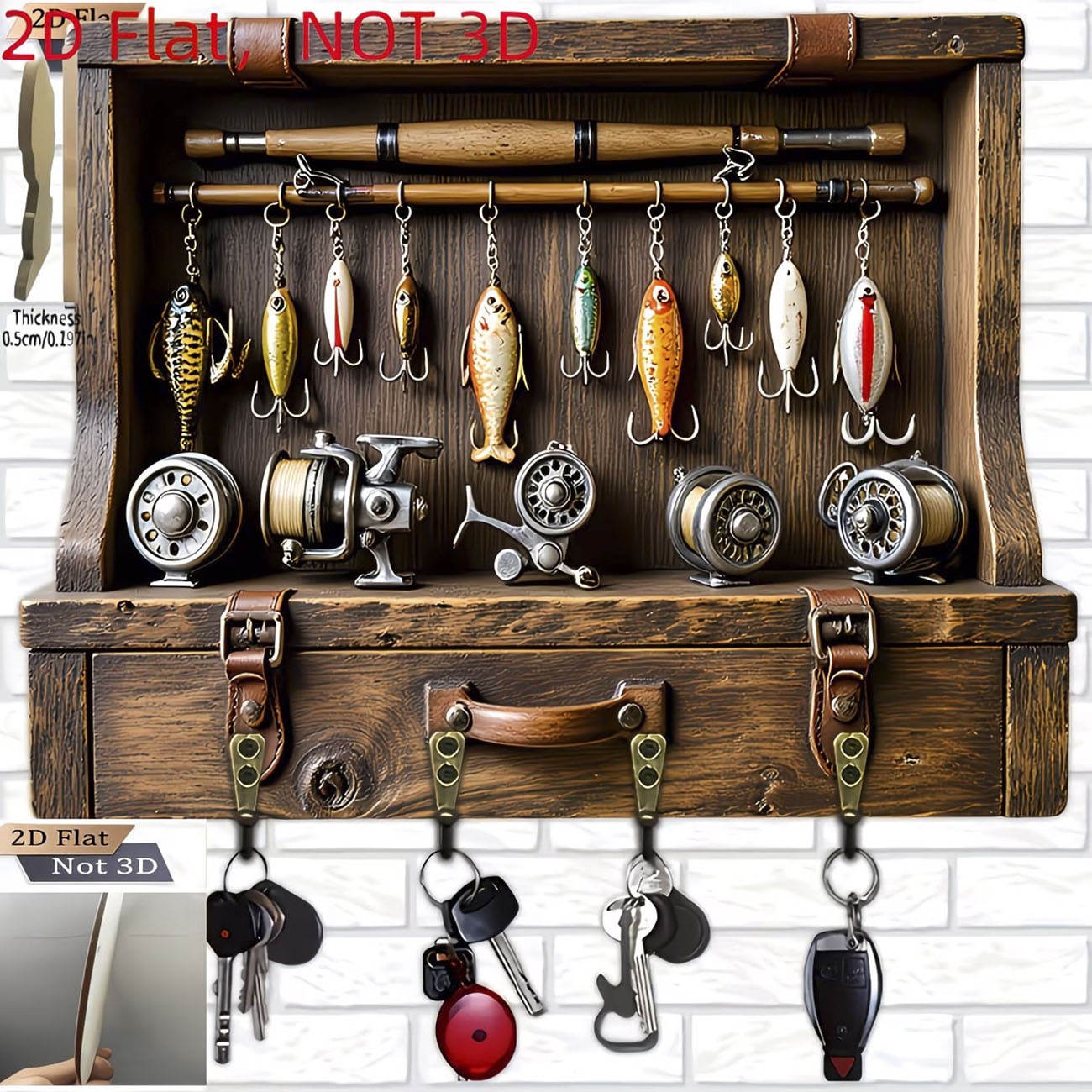 Suporte de Chaves Vintage com  - Fishing Equipment Tackle avaliação e preço
