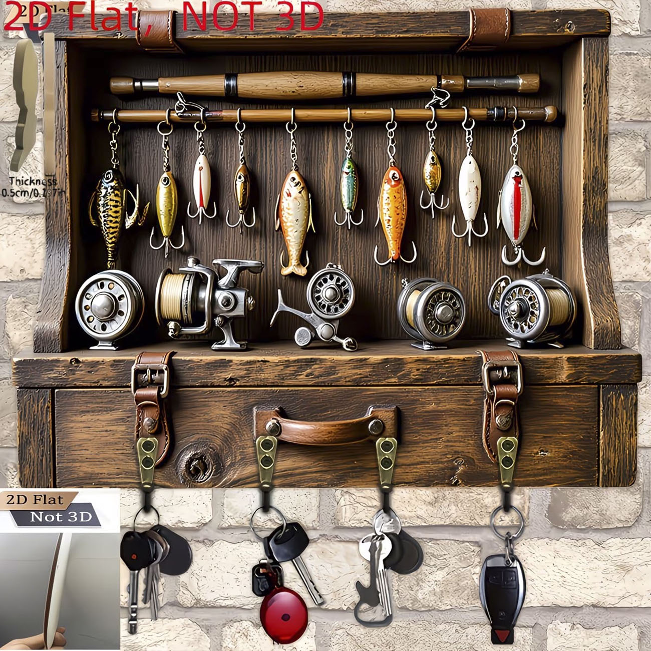 Suporte de Chaves Vintage com  - Fishing Equipment Tackle avaliação e preço